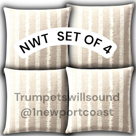 4 Outdoor Restoration Hardware Bayan Stripe Pillow Covers Set of 4 20x20 Sand